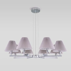 Изображение Подвесная люстра с тканевыми абажурами Peony 60136/8 хром/серый