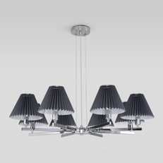 Изображение Подвесная люстра с тканевыми абажурами Peony 60136/8 хром/графит