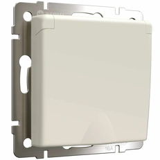 Изображение Розетка с заземлением и шторками c крышкой IP44 айвори матовый W1171262